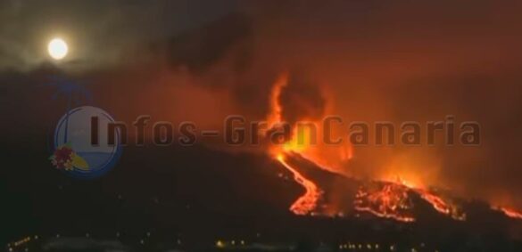 Vulkanausbruch La Palma 19 September 2021 in der Nacht
