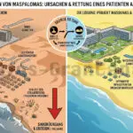 Infografik zum Sandkreislauf und der Erosion im Dünensystem von Maspalomas, Gran Canaria.